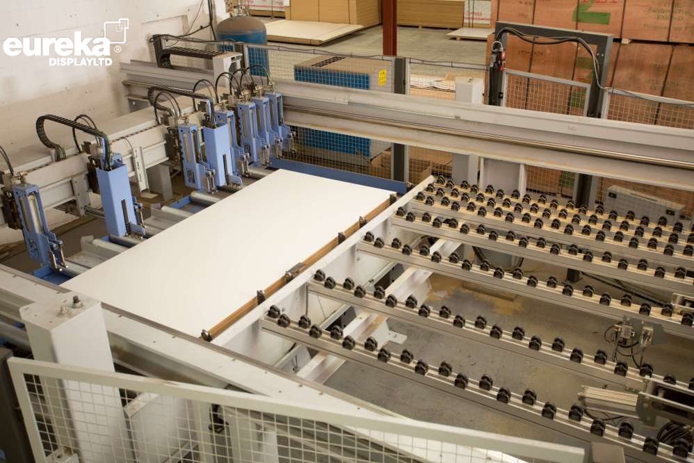 Boards being placed ready for cutting
